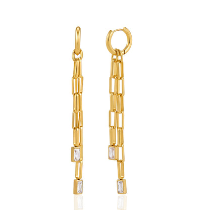 Elegant Moving Baguette Tassel Drop Earrings