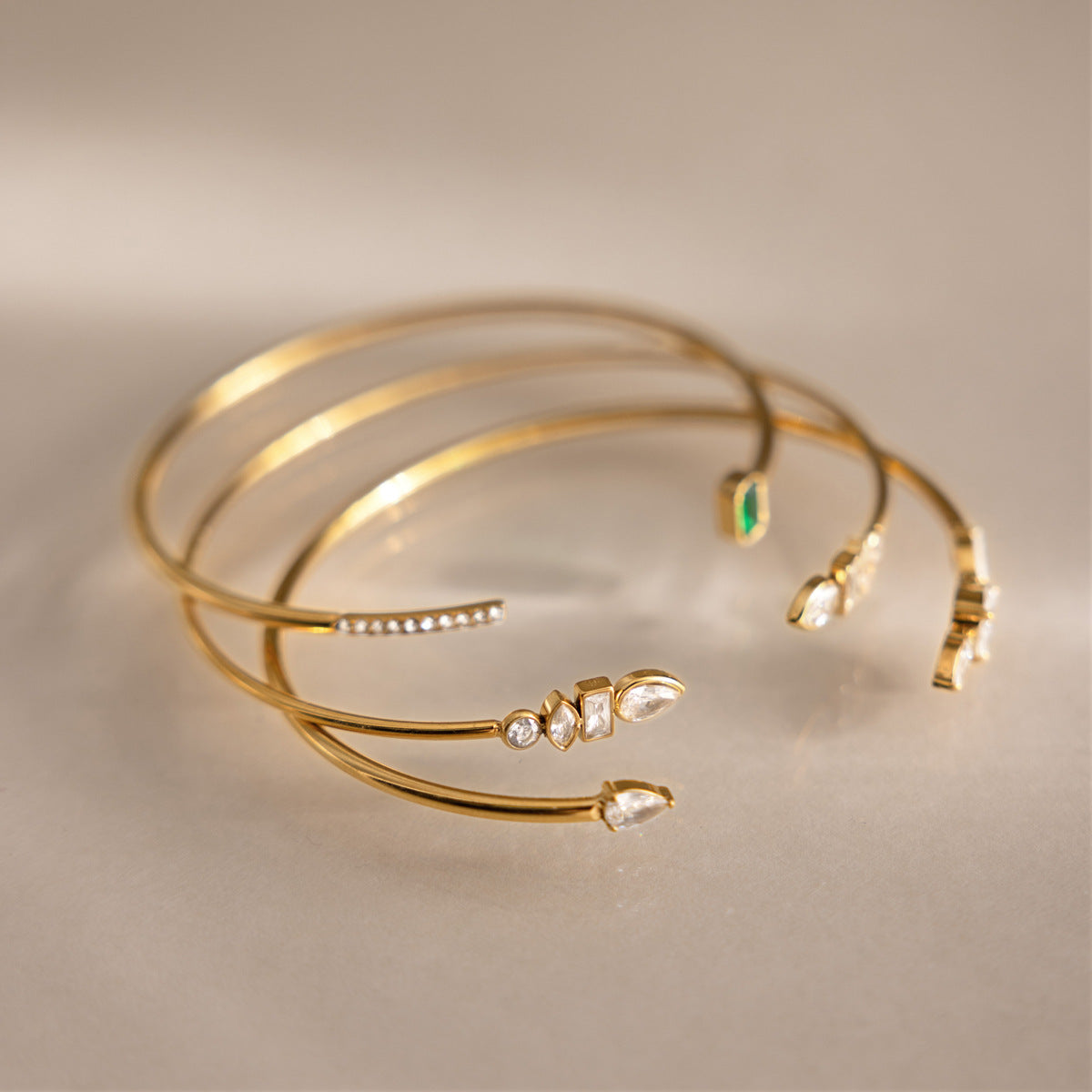 Geometric Silhouette Sculptural Open Cuff Stacking Bracelet