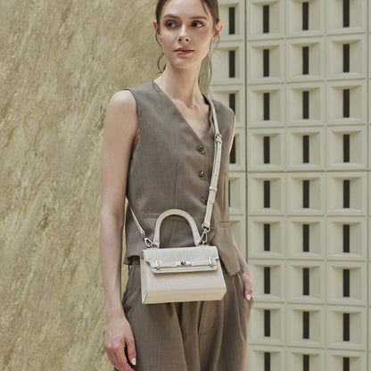 Minimalist Crocodile Pattern Handheld Genuine Leather Crossbody Bag