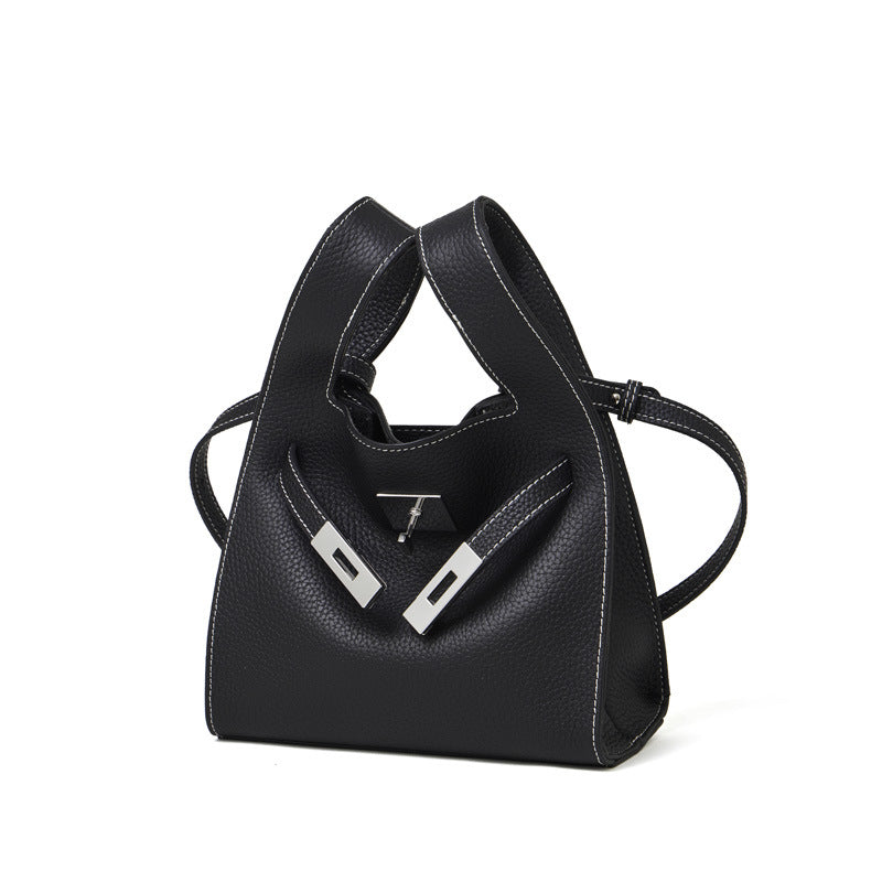 Classic Genuine Leather Chic Daily Crossbody Bucket Bag