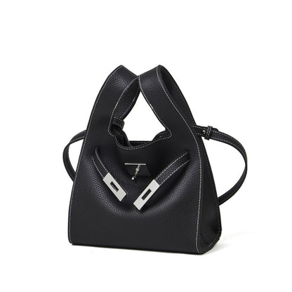 Classic Genuine Leather Chic Daily Crossbody Bucket Bag