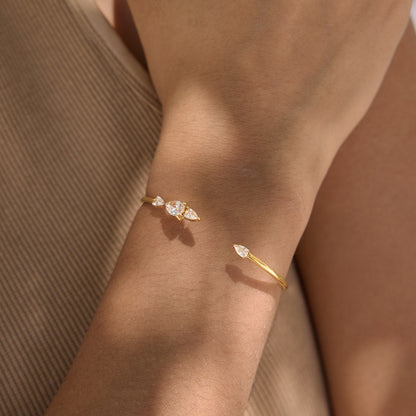 Geometric Silhouette Sculptural Open Cuff Stacking Bracelet
