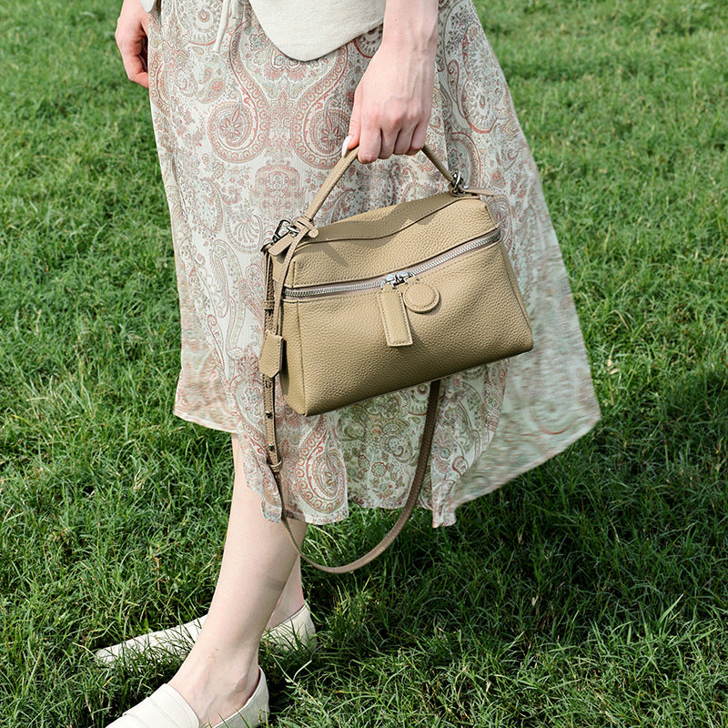 Chic Genuine Leather Square Pillow Clutch Bag