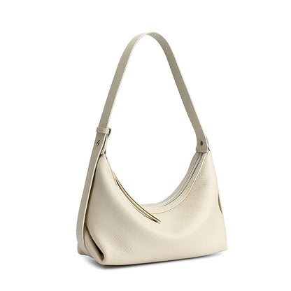Casual Slouchy Pebbled Genuine Leather Hobo Clutch Bag