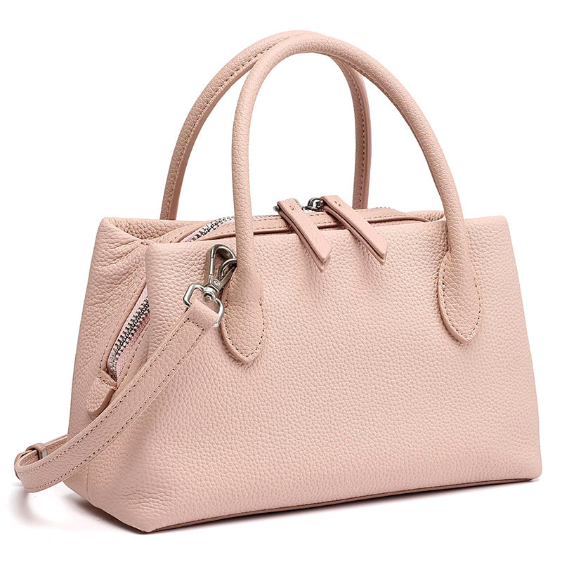 Antique Pebbled Genuine Leather Mini Tote Clutch Bag