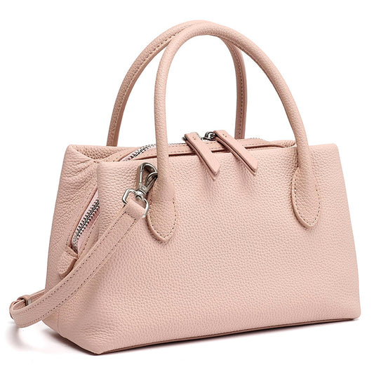 Antique Pebbled Genuine Leather Mini Tote Clutch Bag