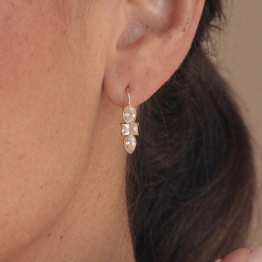 Luxury Majestic Geometric Tiered Totem Drop Earrings