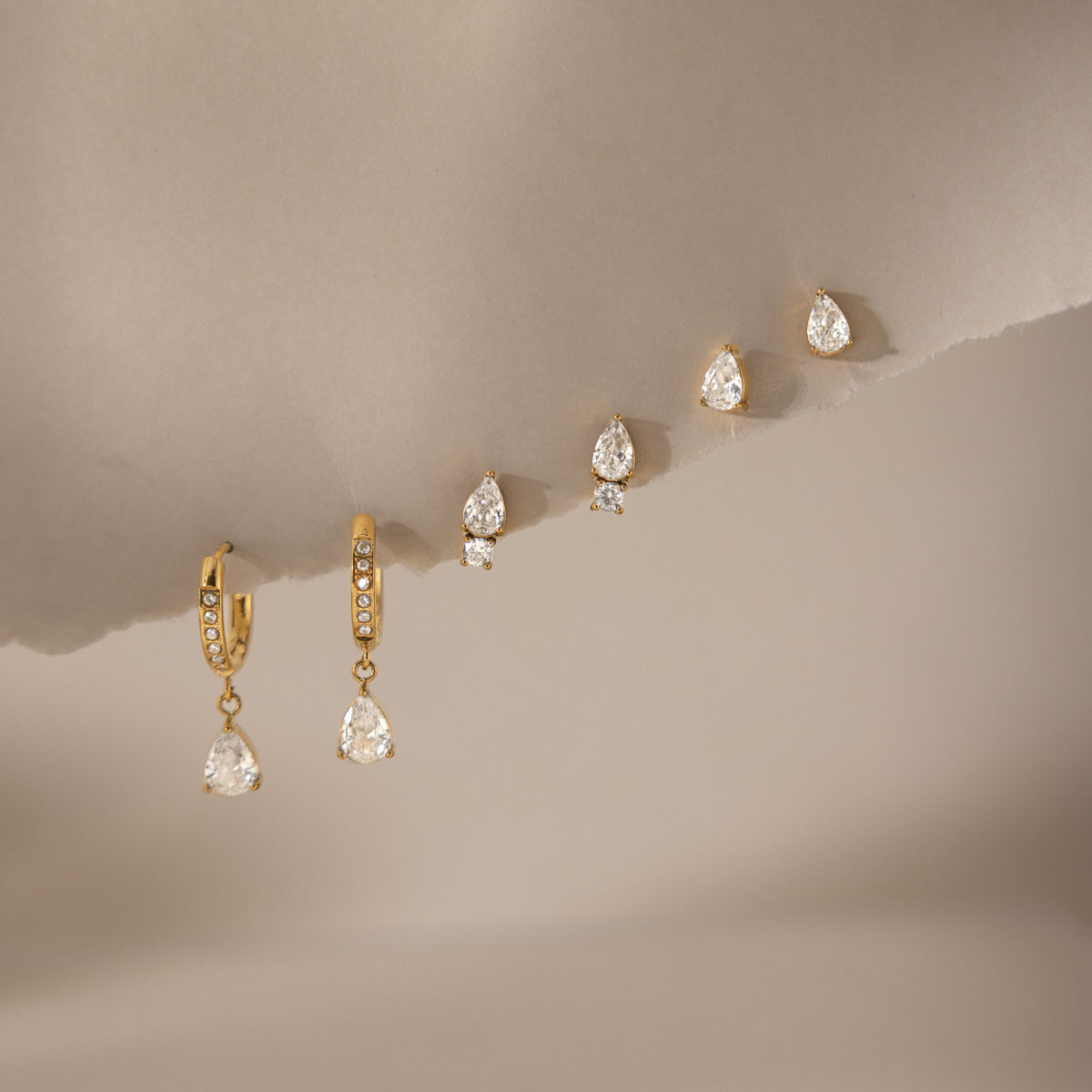 Elegant Radiant Pear Drop Earrings Set