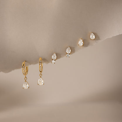 Elegant Radiant Pear Drop Earrings Set