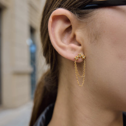 Chic Radiant Starlet Cluster Slender Tiered Drape Fringe Earrings