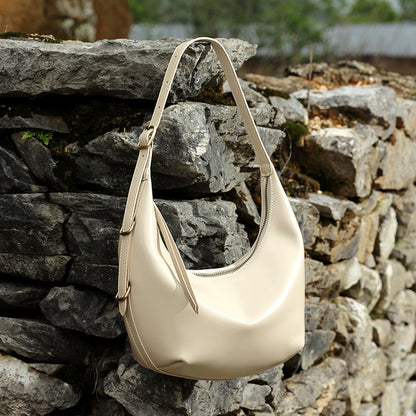 Niche Timeless Genuine Leather Dumping Bag With Unique Oil Waxed Patina