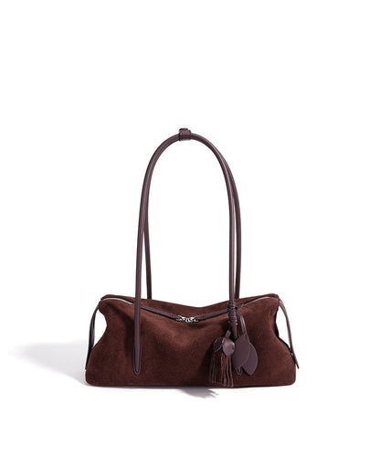 Chic Matte Genuine Leather Baguette Clutch Bag
