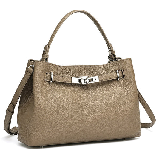 Sleek Genuine Leather Satchel Clutch Bag