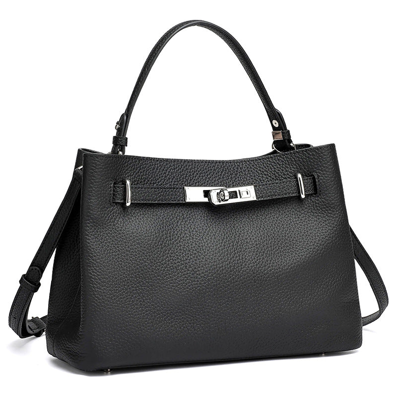 Sleek Genuine Leather Satchel Clutch Bag