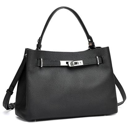 Sleek Genuine Leather Satchel Clutch Bag
