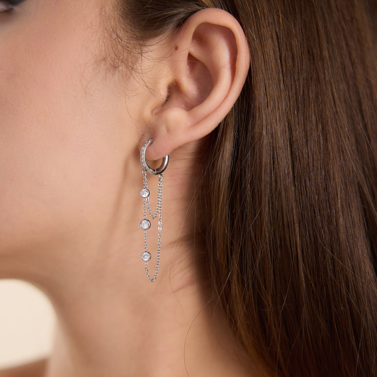 Modern Luxury Double Layer Station Chain Earrings