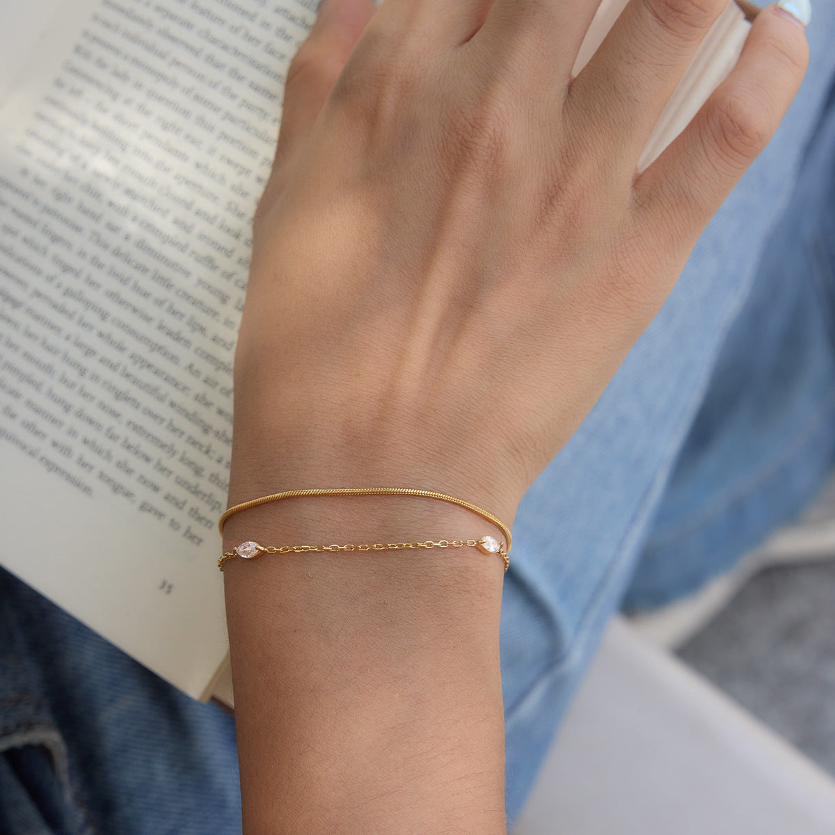 Dual Silhouette Marquise Element Layering Bracelet