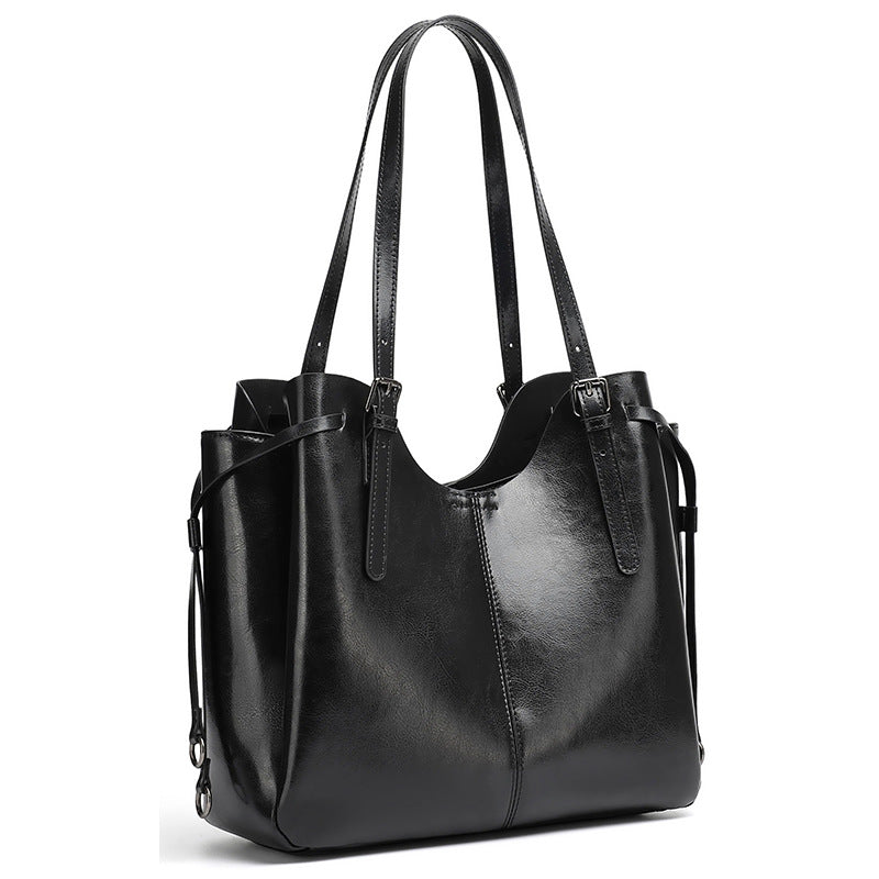 Classic Maillard Genuine Leather Large Capacity Tote Clutch Bag