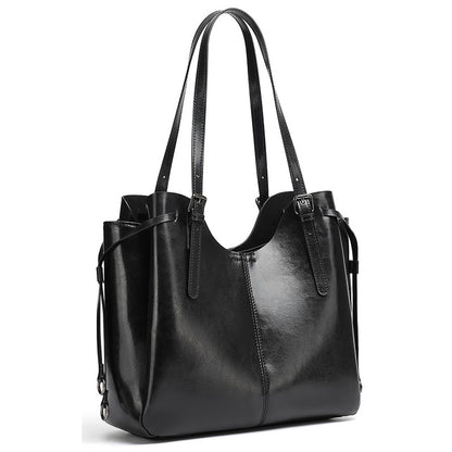 Classic Maillard Genuine Leather Large Capacity Tote Clutch Bag