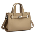 Minimalist Pebbled Genuine Leather Kelly Clutch Bag with Metal Turn Lock