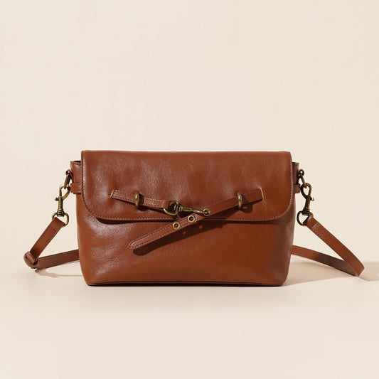 The Timeless Equestrian Genuine Leather Flap Crossbody Bag with Horsebit Hardware