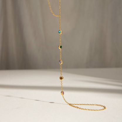Minimalist Bracelet Inlaid with Colored Diamonds