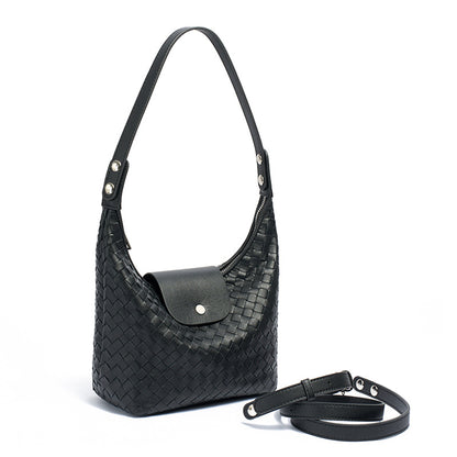 Elegant Woven Genuine Leather Hobo Clutch Bag