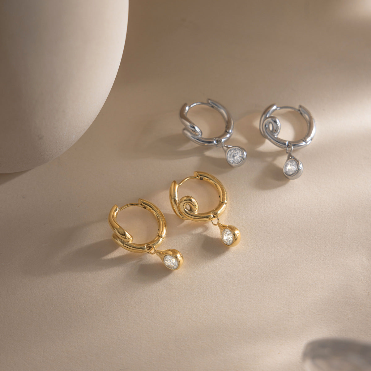 Modern Luxury Fluid Swirl Teardrop Drop Earrings