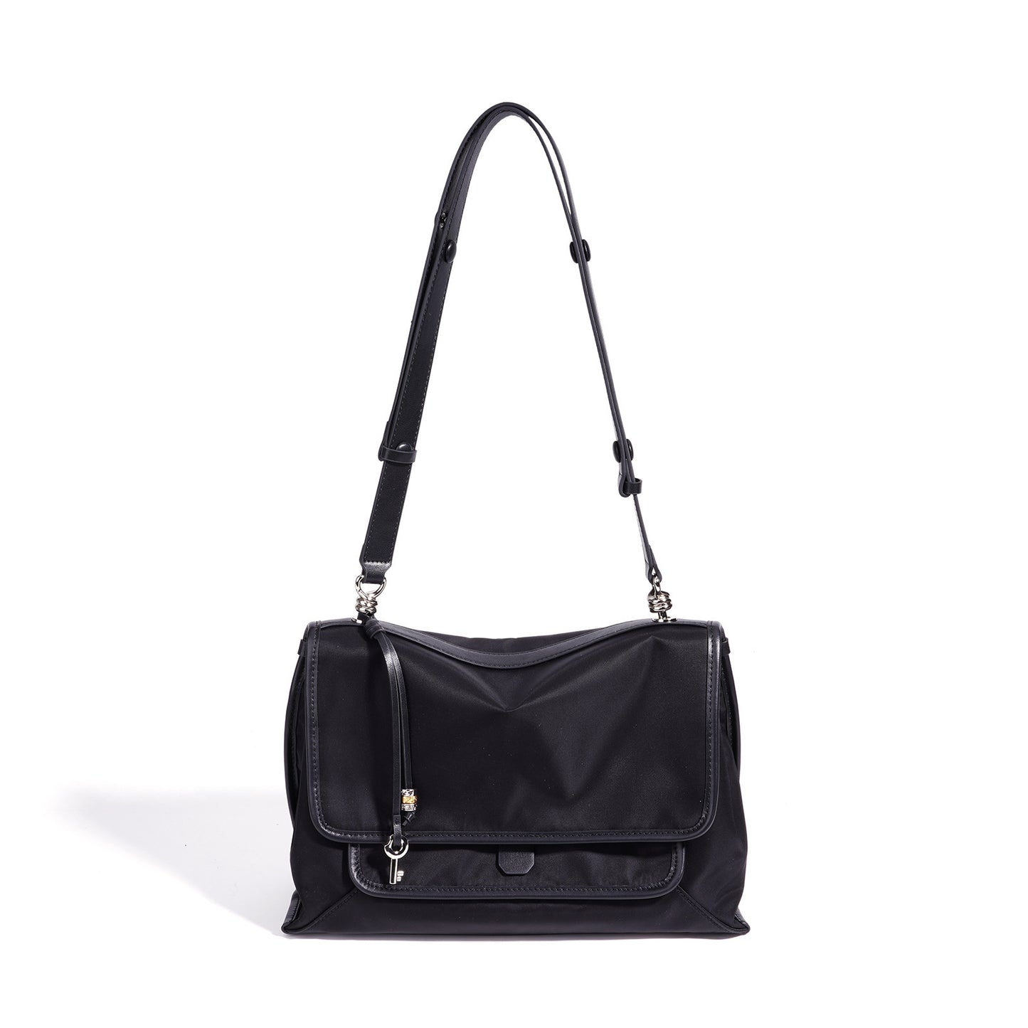 Sleek Nylon Flap Messenger Clutch Bag