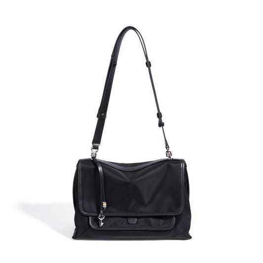 Sleek Nylon Flap Messenger Clutch Bag