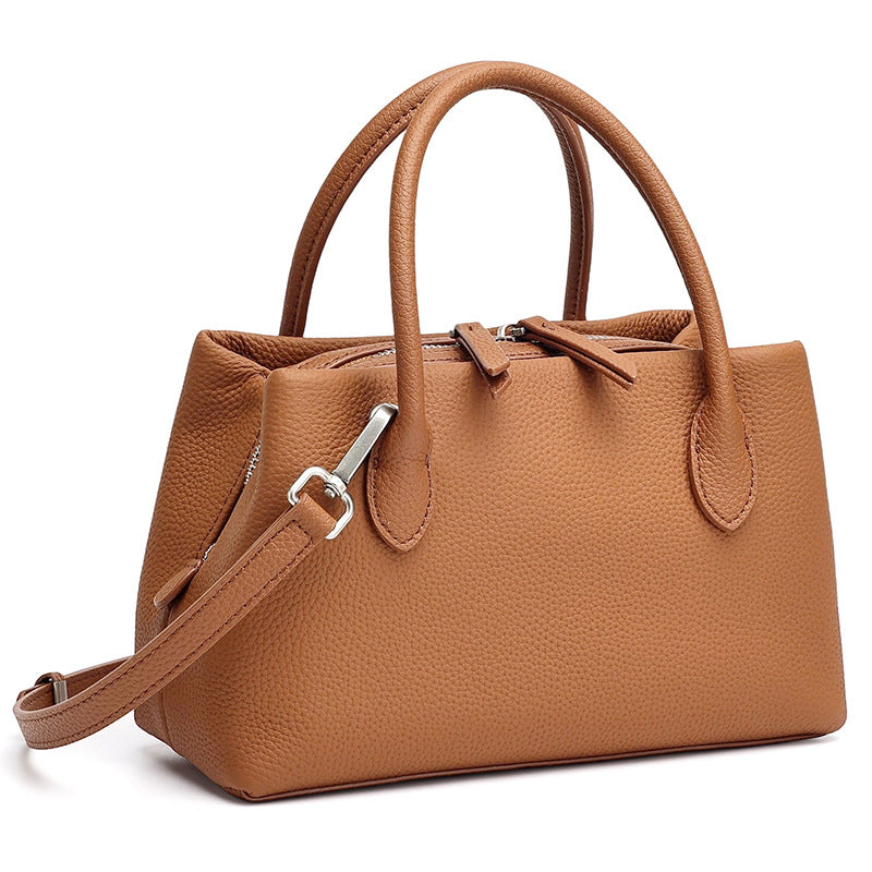 Antique Pebbled Genuine Leather Mini Tote Clutch Bag