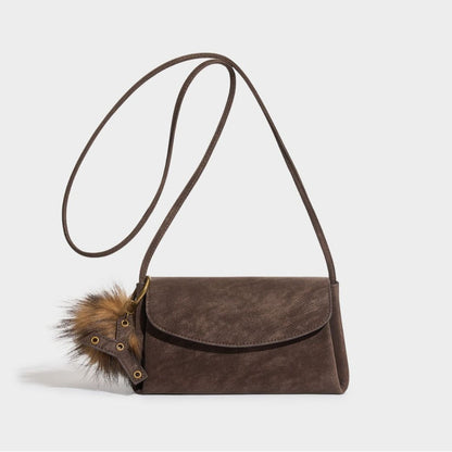 Distressed Sculptured Genuine Matte Cowhide Trapezoid Bag