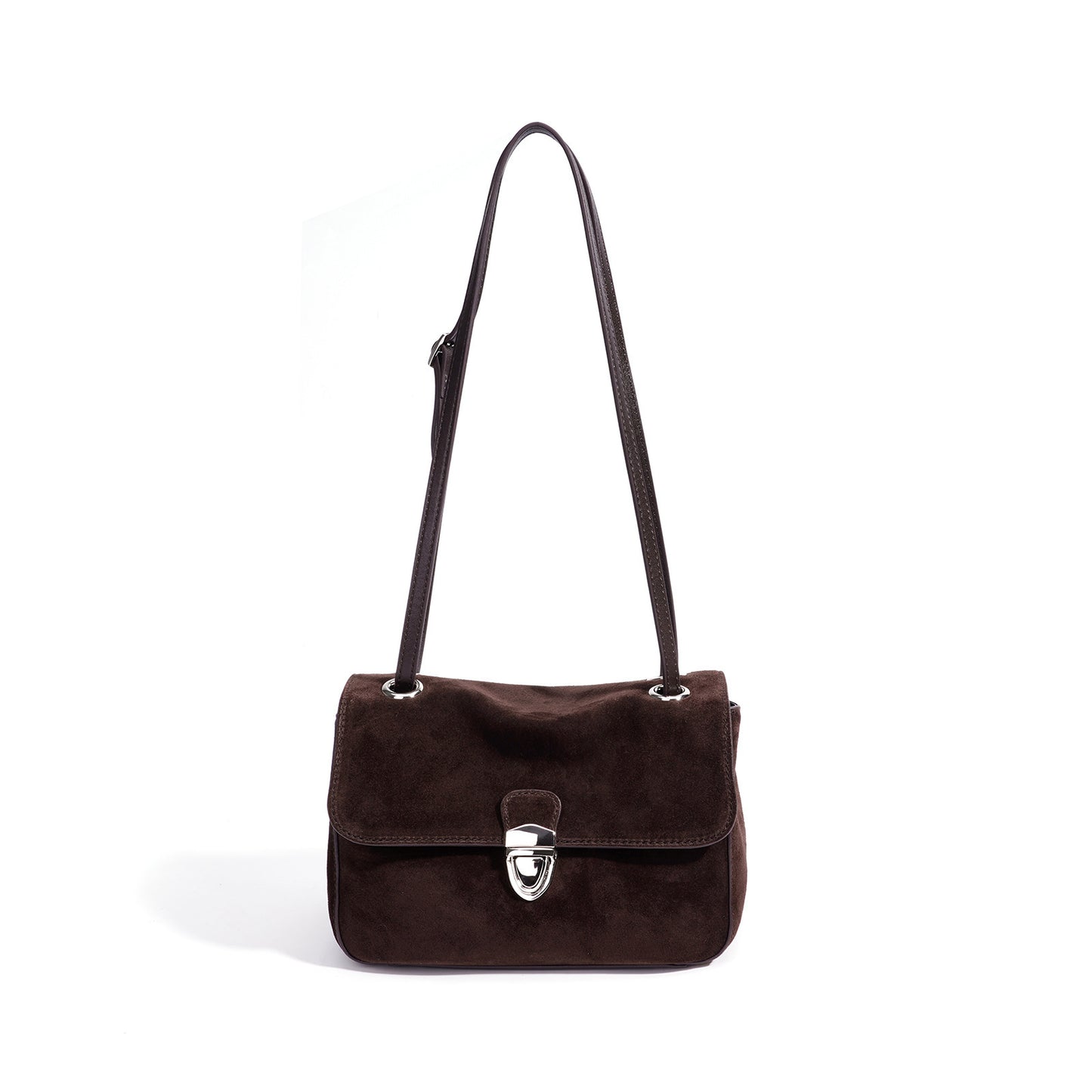 Elegant Suede Genuine Leather Flap Clutch Bag