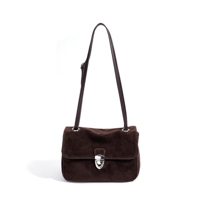 Elegant Suede Genuine Leather Flap Clutch Bag