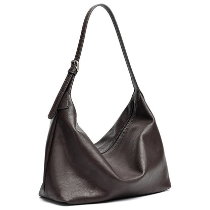 Supple Slouchy Genuine Leather Crescent Hobo Clutch Bag