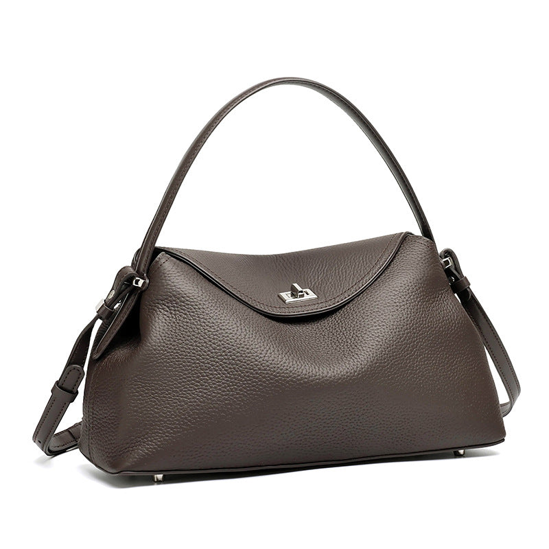 Slouchy Pebbled Genuine Leather Pillow Flip Clutch Bag