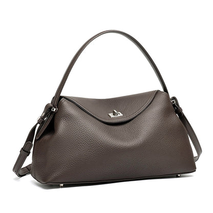 Slouchy Pebbled Genuine Leather Pillow Flip Clutch Bag