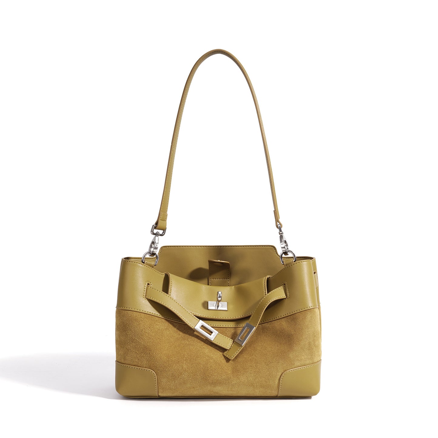 Slouchy Suede Genuine Leather Clutch Bag