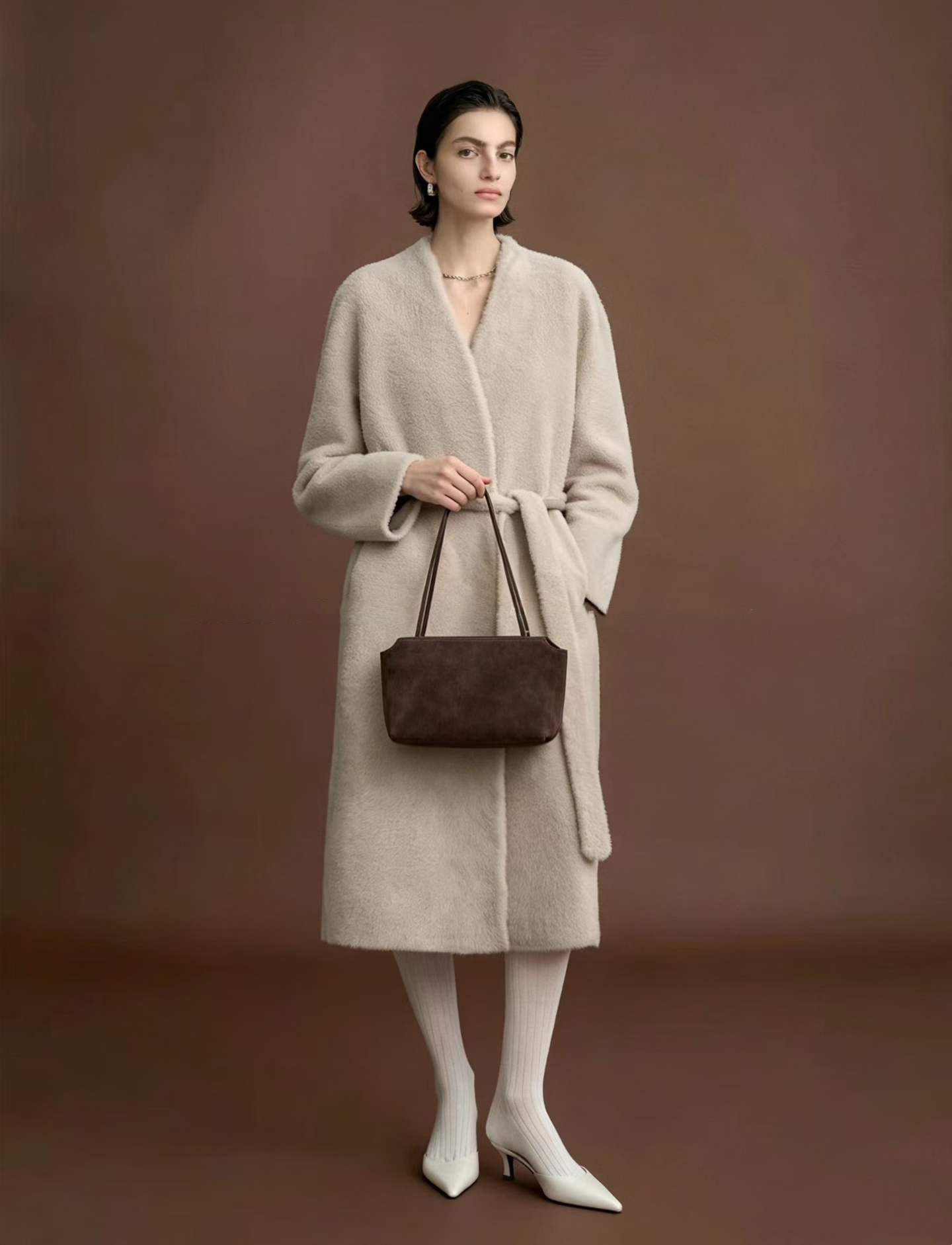 Vintage Suede Leather Clutch Bag