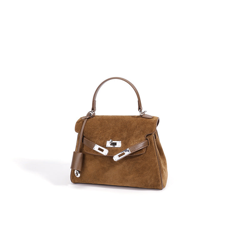 Retro Suede Genuine Leather Kelly Clutch Bag
