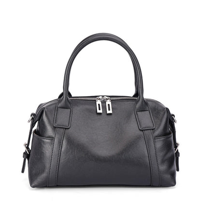 Minimalist Barrel Genuine Leather Satchel