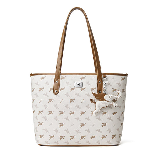 Luxury Large Vintage Monogram Flying Elephant Tote Shoulder Handbag