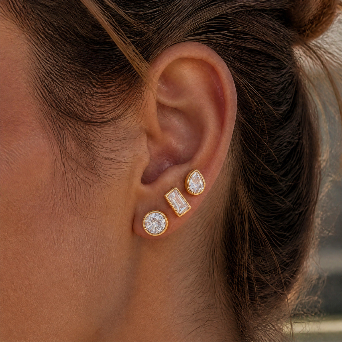 Luxury Artisan Sculptural Geometric Curated Stud Earrings Set