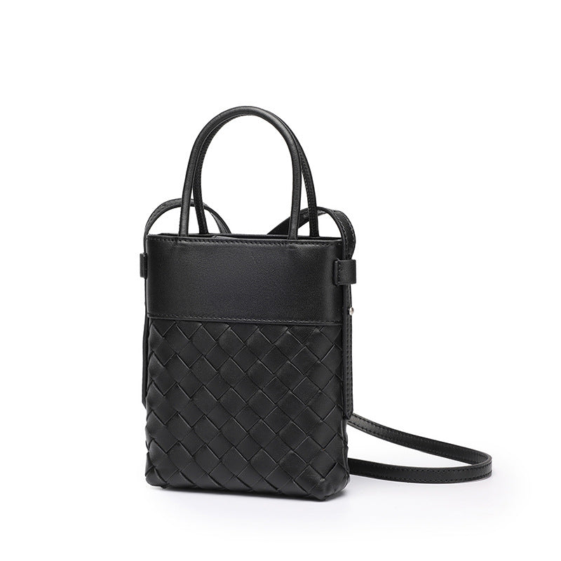 Artisan Woven Genuine Lambskin Leather Mini Clutch Bag