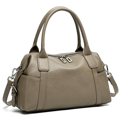 Effortless Genuine Leather Commuter Boston Clutch Bag