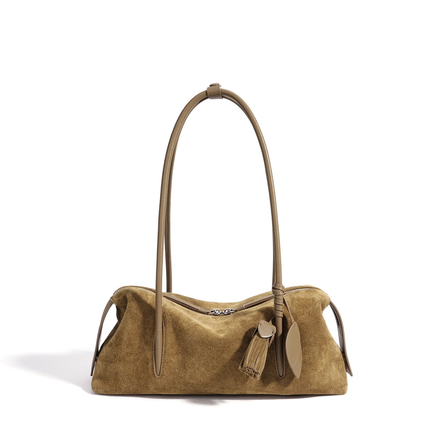 Chic Matte Genuine Leather Baguette Clutch Bag