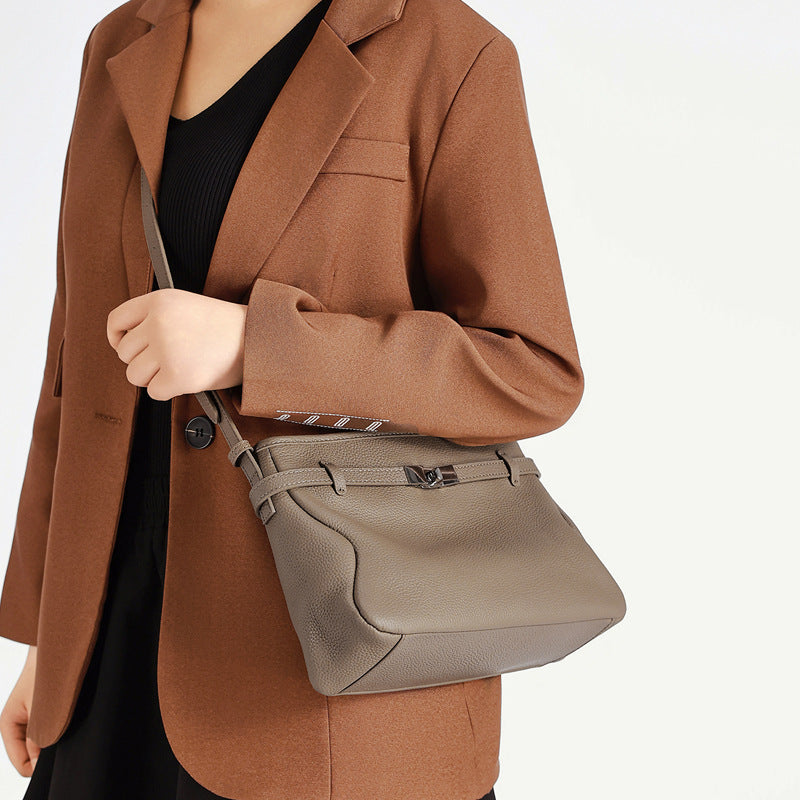 The Parisian Slouchy Genuine Leather Bag - Belted Pebble Leather Hobo
