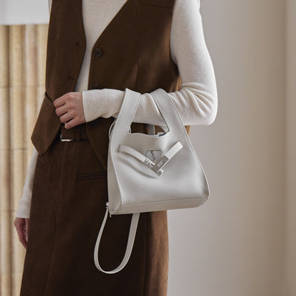 Classic Genuine Leather Chic Daily Crossbody Bucket Bag