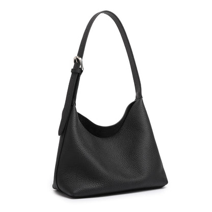 Versatile Genuine Leather Hobo Bucket Bag with Adjustable Shoulder Strap