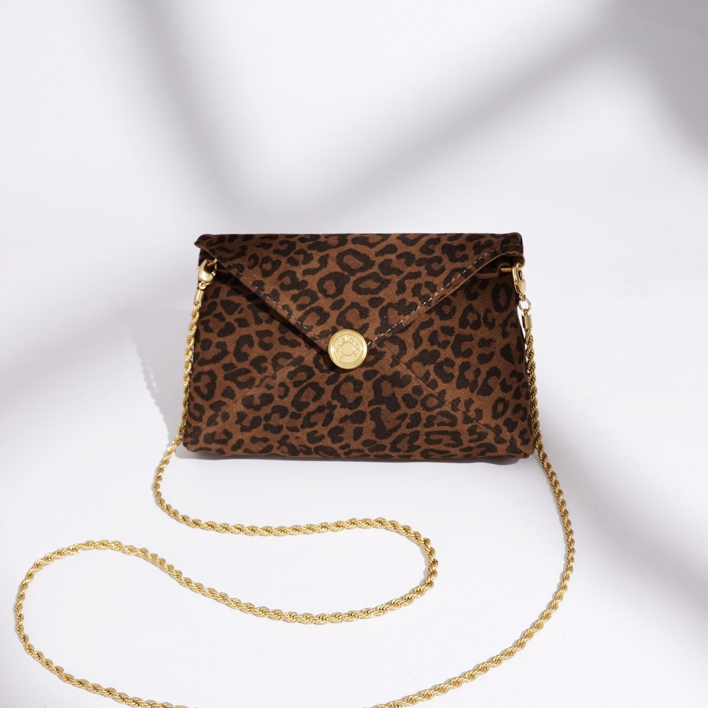 Retro Suede Genuine Leather Leopard Envelope Clutch Bag